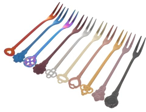 Abaodam 10pezzi Forchette da Frutta in Acciaio Inossidabile Piccole Forchette da Dessert con Design Fiore per Casa Feste e Matrimoni Lavorazione Liscia e Sicura per Frutta Torte e Snack