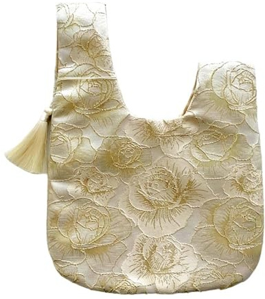 Knotentasche Tragbare Handgelenktasche for Frauen, Tasche mit oberem Griff, Nachahmung von Seide, Stickerei, Geldbörse, Handtaschen, Quaste, Knoten, Kosmetiktasche, Handy-Schlüsseltasche(Champagne)