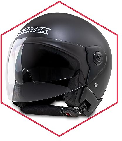 Saferide | Motorradhelm Mit Sonnenblende Matt Schwarz S - 55-56 cm Rollerhelm Quadhelm Damen Herren Roller Regenschutz Jugendliche Schutzhelm Sturzhelm Erwachsene Moped Motorrad Mofa