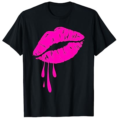 Lippen Shirt Pink Lips Kiss 80er Lippenstift Make-up Liebhaber T-Shirt