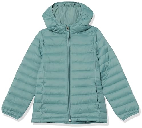 Amazon Essentials Niñas Chaqueta Acolchada con Capucha, Plegable, Ligera y Resistente a la Lluvia