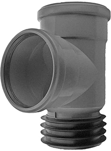 MegaHaustechnik HT Steckabzweig 87 Grad DN110 x DN110 Rohr Außendurchmesser 110mm x 110mm 2 Steck Muffen mit Gummi-Dichtungen + Gummi-Manschette, Abwasser Abfluss Leitung Einsteck Stück