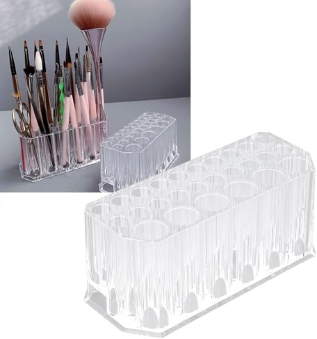 Agatige Make-up-Pinselhalter-Organizer, 26 Löcher Acryl-Nagelpinsel-Stift-Display-Halter Make-up-Finger-Nagelkunst-Werkzeug-Organizer für Nageltisch, Badezimmer-Eitelkeit, Nagelstudio