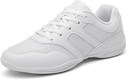 FLIOZY Cheerleading Schuhe Damen Dance Sneaker Mädchen Cheerleading Uniform Schuhe Gymnastik Yoga Jazz Laufschuhe Weiß 39