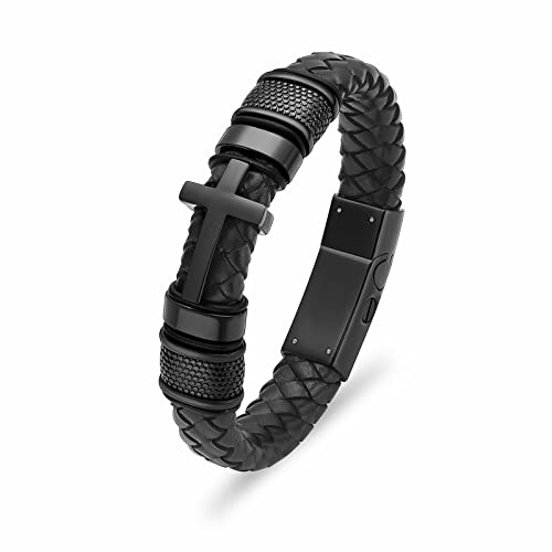 Minicremation Kreuz Einäscherung Urne Armband für Asche Echtes Leder Memorial Asche Schmuck Urne Bangles Medaillon Keepsake Armband für Männer
