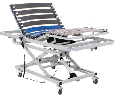 Geriafy - Cama Articulada con Carro Elevador 90x190 cm | Elevable eléctricamente, somier articulado, ruedas con freno