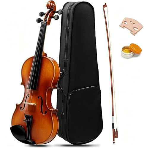 LALAHO 4/4 Violin for Beginners Students, Full Size Violin, Acoustic Fiddle Set with Portable Case, Premium Bow, Premium Rosin (Natural)