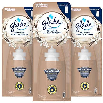 Glade Sense & Spray Profumatore per Ambienti con Oli Essenziali e Sensore di Movimento, Fragranza Vaniglia, 3 Ricariche