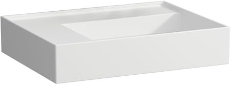 LAUFEN Kartell Aufsatzwaschtisch, Ablage links, ohne Hahnloch, ohne Überlauf, 600x460mm, H8183357571121, Farbe: weiß matt