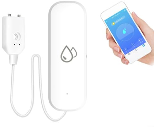 für Tuya Intelligenter WLAN-Wasseralarm, Wasserleck-Detektor, mit für Smart Life App-Fernbedienung, Benachrichtigung für Küche, Keller, Garage, Baseraum, 1 Stück
