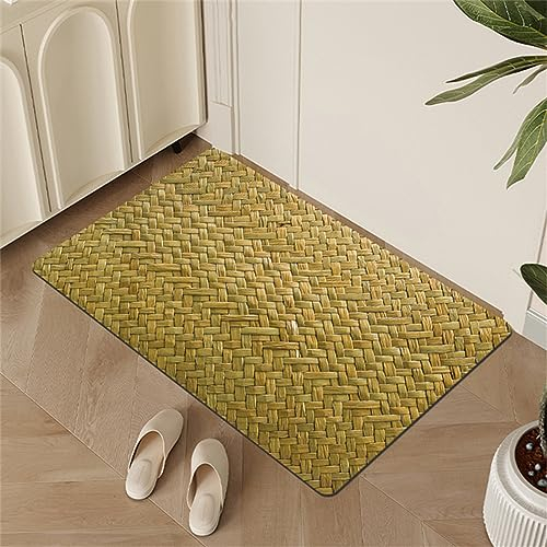 Badezimmerteppich, Badematte, Badematte Stein, Teppich Läufer, Stone Bath Mat, Badteppich Rutschfest Waschbar, Absorbierende Badematte, Duschmatte, Badvorleger, Duschvorleger, Carpet Beige-120x180cm