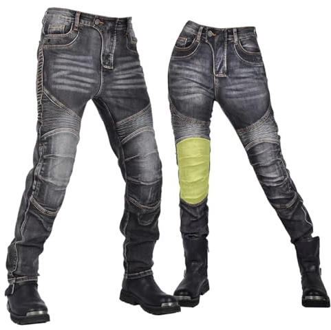 oFzimTo Motorradhose Herren/Damen, Aramid-Gewebe Stretch Jeans Hosen Herren/Damen, Motorrad Hosen mit Protektoren