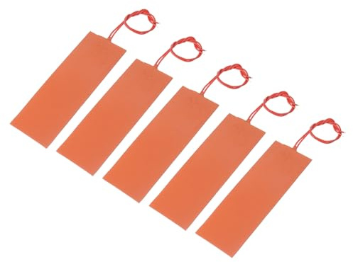 sourcing map Packung mit 5 Stück Silikon-Heizmatte 12V 20W Heizfolie | Flexible Heizplatte, 150mmx50mm, für konstante Temperatur, Heizmatte