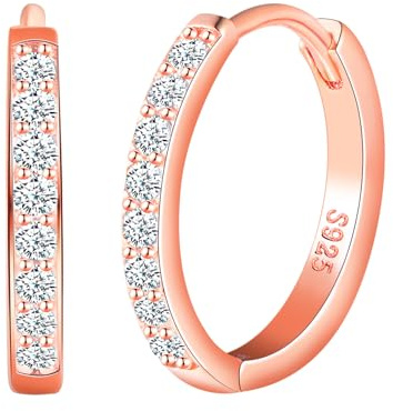 CPSLOVE Orecchini Cerchio da Donna Ragazze Eleganti Orecchini Cerchi con Zircone in Argento 925 Orecchini Creole de Diametro 1.2cm