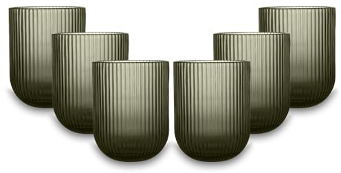 ARCA, Set di 6 Tumbler in Pasta di Vetro, per 6 Persone, Bicchieri Ideali per la Tavola, Resistenti e Duraturi, Lavabili in Lavastoviglie, Collezione Eternity, Colore Fumo, 250 ml