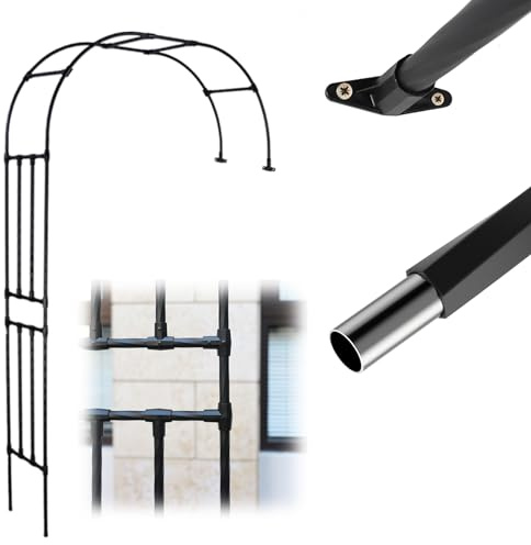 YAVYAV 94.5 H Metal Wall-Mounted Garden Arbor, Half Arch Rose Arch Trellis, Half Side Archway For Garden Decoration, 1 Pcs, Black/white(Black,120x240cm/3.9x7.9ft)