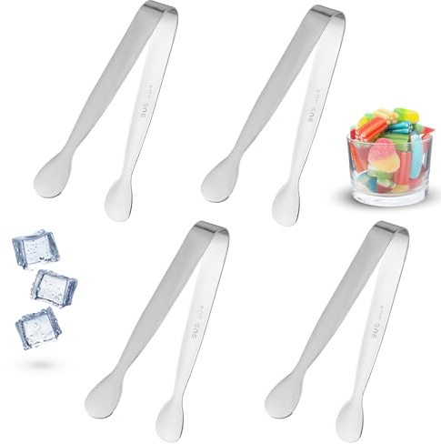 Mini Zuckerzange 4 Stück Küchen-Metallzange,Grillzange Klein,Mini Zuckerzange Edelstahl Zangen 11cm Kleine Zange für Eis, Salat, Toaster, Desserts, Vorspeisen Buffet, Kochen, Backen Und Grillen