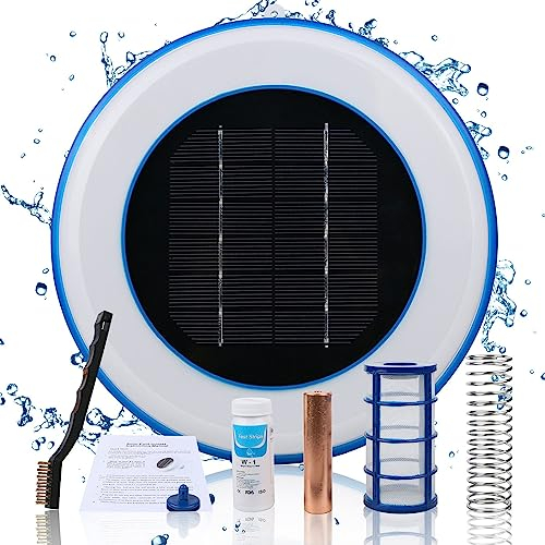 Solar-Pool-Ionisator, solarbetriebener Poolreiniger, Kupfer-Silber-Ionisator, tragbarer Luftreiniger, beseitigt Chlor, für Pools und Spas, Schwimmbad-Reinigungsgeräte