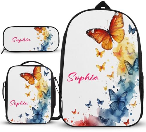 Backpack Set| Custom Name Laptop Backpack| Amusing Backpacks| Boys Backpack Elementary School| 3pcs with Crossbody Bag and Pencil Bag| Gifts for 5 Year Old Boys(Colorful Pattern)