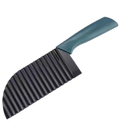 Coltello Taglio Ondulata, Taglia Patate in Acciaio Inossidabile, Multifunzione Coltello Tagliapatate per Tagliare Frutta, Carote, Verdure, Patate, Affettatrice per Patatine Fritte in Acciaio (Nero)