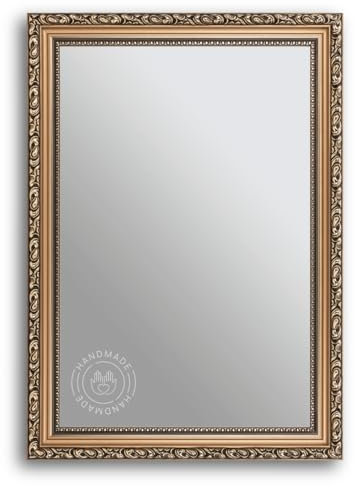 CLAMARO 'OSLO' Antik Wandspiegel 40x80 cm mit Rahmen | Bronze | Shabby Chic Vintage Barock Spiegel mit Holzrahmen | Barockspiegel inkl. Metall Aufhänger und Montagematerial