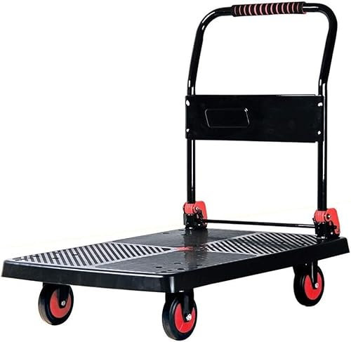 DZYHFCO Handling Fahrzeug Pritschenwagen Faltbarer Schubwagen Klappbarer Plattformwagen mit 4 Rädern für einfache Lagerung und um 360 Grad drehbare Räder (73 x 47 cm)