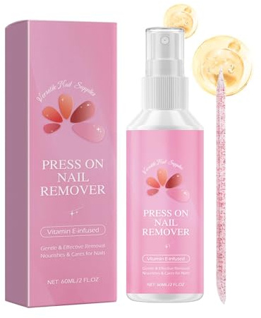 Rimozione per unghie pressione, per rimuovere la colla per unghie pressione, 60 ml, colla per rimuovere le unghie finte, solvente per colla per unghie solide, solvente per unghie finte
