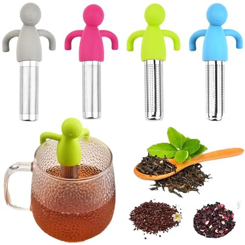 WYFCR 4PCS coladores de té, infusor de té de hojas sueltas, coladores de té para té suelto, colador de hojas de té de silicona, colador de té de hojas sueltas para té de hojas sueltas o té