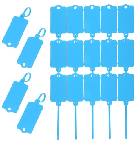 PATIKIL 50pz Etichette Plastica Impermeabile Vuote, Etichette Trasporto Sigillo, Cartellini Riporre Chiavi, Cartellini Appesi Riutilizzabili, per Etichettare Bagagli, Blu 2.48 x 1.46