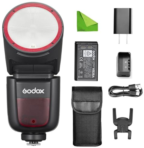 Godox V1 V1-F V1F Flash for Fuji Fujifilm Camera, 76Ws TTL Flash Speedlite 1/8000 HSS, 480 Full Power Flashes, 1.5s Recycle Time, Round Head Flash for Fuji Fujifilm Cameras (Godox V1F USA Version)