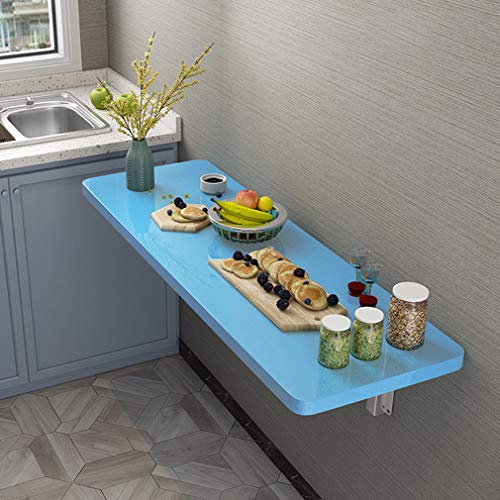 Klapptisch zur Wandmontage, multifunktionaler Schreibtisch für Zuhause, Büro, Küche und Waschküche, kompaktes Design für kleine Räume, höhenverstellbar, Blau, 100 x 40 cm
