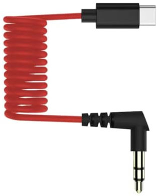 USB C Microphone Cable PVC Coated Interview Live Streaming Recording Coil Cord Clear Sound Record for Journalists