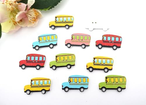 Apfelblüte | Knöpfe 30x18 mm Bus Autobus Fahrzeug bunt Holz 5 Stück 2 Loch Holzknöpfe Holz Dekoknöpfe Knopf Kinderknöpfe Kinder Babyknöpfe Baby 30 mm 18 mm lackiert Fahrzeuge Jungen Buben