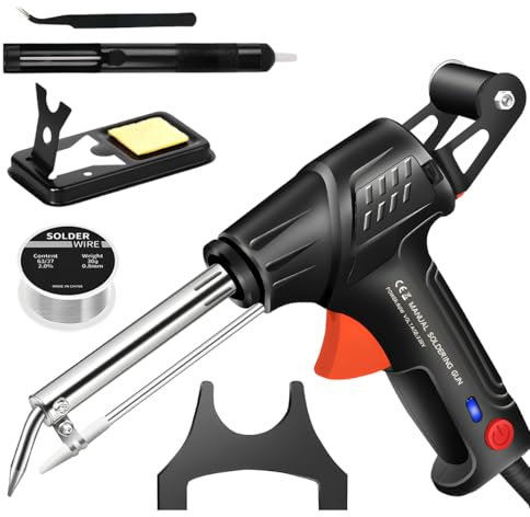 Strumenti di Saldatura Industriale Riscaldati Internamente, Saldatore Industriale a Riscaldamento Rapido, Pistola di Saldatura Automatica, Saldatore Manuale da 60 W (1 Set, Nero)