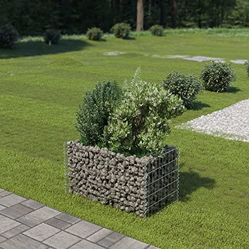 Gabionen-Hochbeet aus verzinktem Stahl, 90 x 50 x 50 cm, langlebiger Blumentopf für den Außenbereich, ideal für Gemüse und Pflanzen, stilvolle Gartendekoration