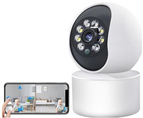 Sistema di Sicurezza, Telecamera da 5 MP Telecamere di sorveglianza a colori for visione notturna di sicurezza a doppio obiettivo Videocamera interna for tracciamento umano automatico AI(5MP Camera Ad