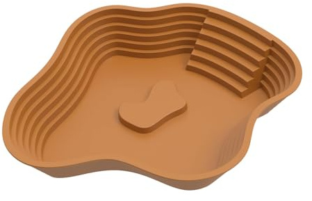 FewNvWa Récipient d'eau pour Reptile avec Pente pour Faciliter L'Accès Combinant Mangeoire et Bassin de Baignade Adapté Aux Animaux de Compagnie, Brun