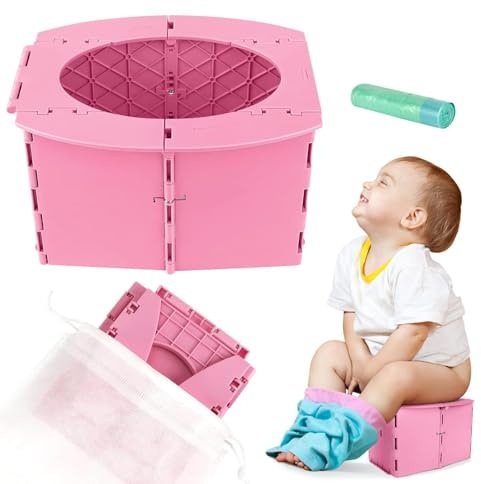 Faltbares töpfchen kinder,Töpfchen für kinder unterwegs,Baby potty travel,Portable toilette für kinder,Baby WC Töpfchen,Töpfchen für Kinder,Baby Potty,kinder töpfchen,Babytopf WC(Rosa)