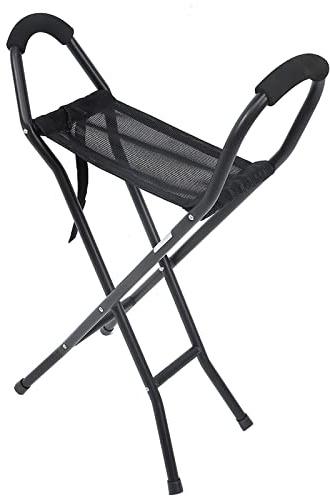 Bastone da passeggio pieghevole con sedile, sedia portatile leggera per attività all'aperto, supporta 181,4 kg