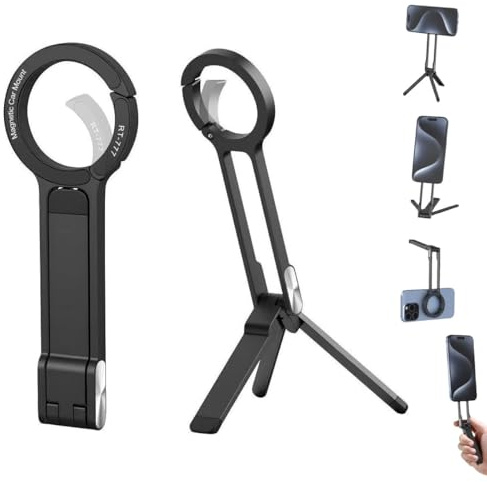 Magnetic Phone Tripod for iPhone, Ma38 Portable Holder Mini Tripod for Magsafe, Foldable 360° Adjustable Phone Stand, Aluminium Alloy Pocket Selfie Stick for 16/15/14/13/12 Plus Pro Max