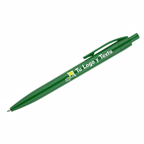 100x Bolígrafos Personalizados con Logotipo y Texto Impresión UV a Todo Color Ideal para Empresas Eventos y Regalos (Verde)