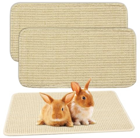 VIDSTW 2 Stycken Naturligt Sisal 20 x 40 CM Leksaker för Kaniner Självhäftande Kaninmatta För Dvärgkanin Rissplats Sisalmatta för Katter Leksaker för Kaniner Tillbehör för Små Djur Att Gnaga och Sova