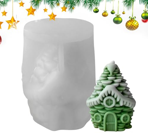 Candle Mold Christmas,Pine Cone House Casting Mould - Desk Ornament Concrete Molds,for Epoxy Resin Plaster Soap Party Planners Art Teachers Holiday Enthusiasts Workshops Weekend Activities