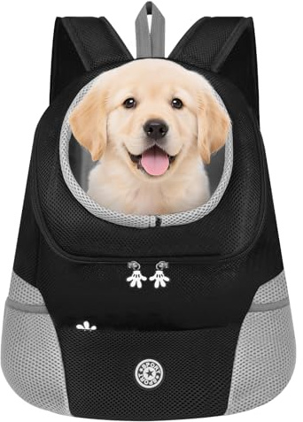 Adiwo Sac à Dos de Transport pour Chien, Sac à Dos Respirant pour Chiens et Chats Moins de 7.5kg, Sacs à Dos Pliable pour Chien de Voyage pour Animaux de Compagnie Fond amovible pour Vélo, Randonné, L