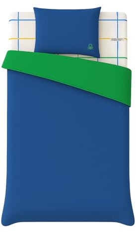 Set de Cama 90cm - Juego de sábanas (Bajera, encimera + Funda Almohada 45x110 cm) + Juego Funda nórdica Reversible 150x210cm + Sábana Bajera 100x200+30cm + Funda de Almohada 50x70cm