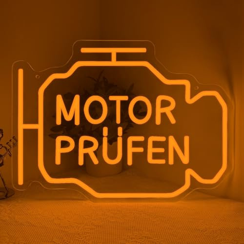 Motor Prüfen Neon Schild,Check Engine LED Schild für Garage Werkstatt Man Cave Auto Room Reparaturwerkstatt Bar,Werkstattschild Beleuchtet Geschenk für Vater Ehemann Freunde USB Powered（13.8*10.2）