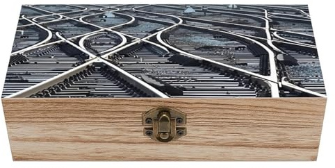 FWJZDSP Eisenbahn- und Eisenbahn-Aufbewahrungsbox aus Holz mit Klappdeckel, Vintage-Geschenkbox aus Naturholz, dekorative Erinnerungsbox, rustikale Schmuckbox, 20 cm L x 10 cm B x 6 cm H