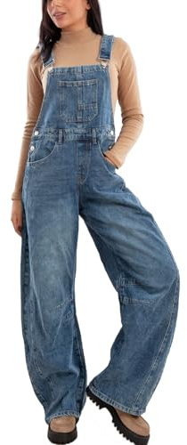 Toocool Salopette Donna Jeans Overall Pantaloni Baggy Banana Denim Loose Fit F32258