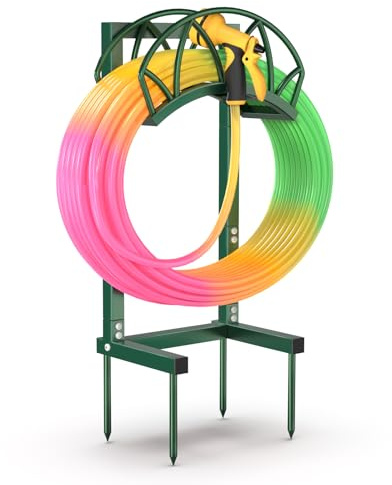 Gartenschlauchhalter, freistehender Wasserschlauchtrommel, hält 4,6 m, Grün | Robustes, abnehmbares Schlauch-Aufbewahrungsregal, Outdoor-Wasserschlauchhalter, für Hof, Rasen, Bauernhof, Terrasse, Garten
