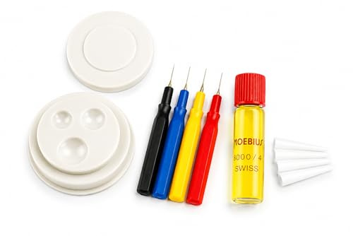 Harts Uhrenöler-Set mit 4 verschiedenen Nadelstiften, Swiss Oil 8000/4, 3-Wellen-Ölbecher, Uhren-Reparatur-Wartungswerkzeug-Set